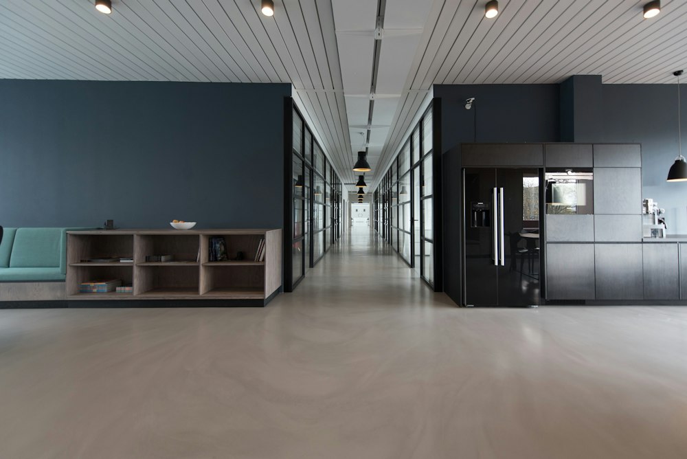 Slatted Wood Office Lobby Build